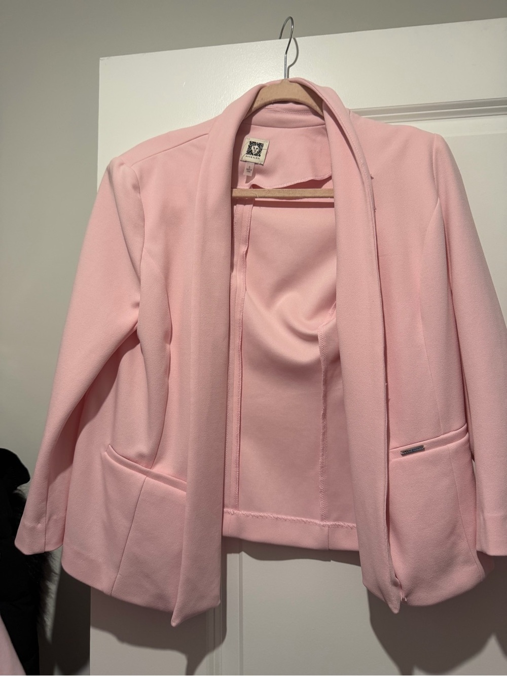 Anne Klein Light Pink Open-Front Blazer